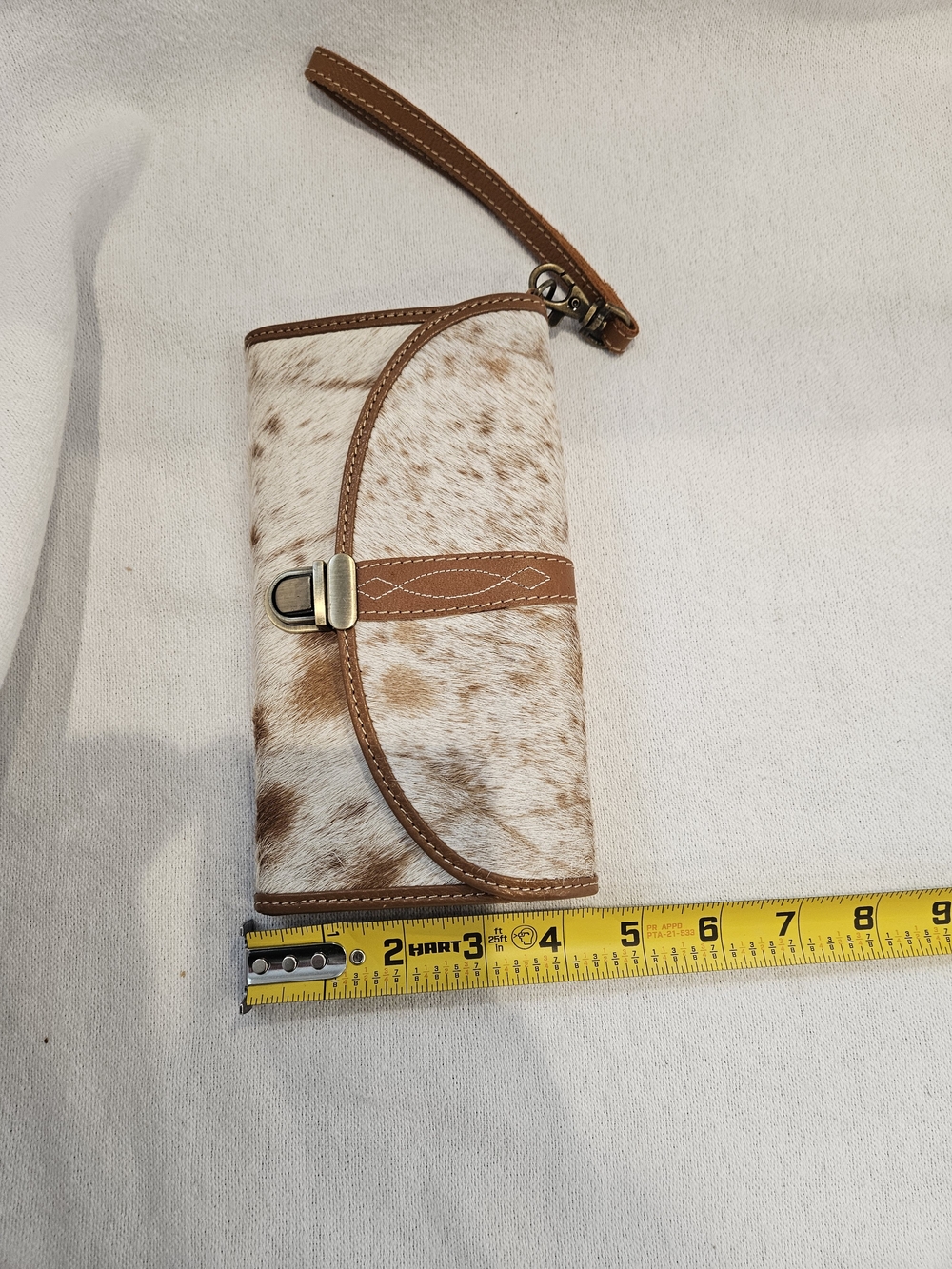 Myra Aria Spotted Hair-on Cowhide Leather Clutch Wallet with Tan Leather Trim - Picture 8 of 8